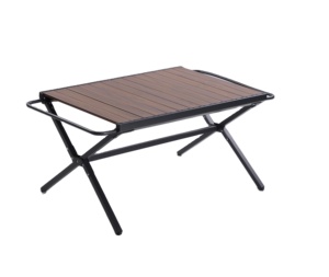 Table de pique-nique moderne personnalisée en métal et bois massif, portable, compacte, ultralégère, pliable, pour le camping et les activités de plein air - Product Image 1