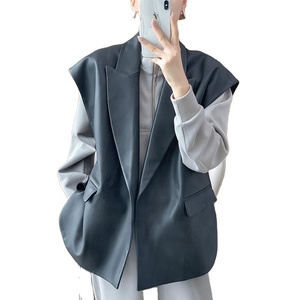 Gilets <span class=keywords><strong>sans</strong></span> manches <span class=keywords><strong>en</strong></span> <span class=keywords><strong>cuir</strong></span> véritable, pour femmes, gilet surdimensionné, - Product Image 1