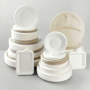 Assiettes en papier compostables de canne à sucre biodégradables jetables de 9 pouces blanches - Product Image 5