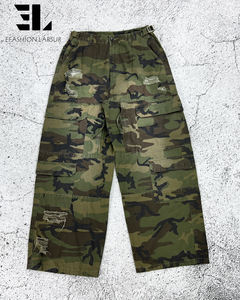 LARSUR Custom Factory Sun Faded Cotton Ripstop Nylon Twill Camo <strong>Cargo</strong> <strong>Pants</strong> Baggy Straight Tactical Skate <strong>Camouflage</strong> <strong>Pant</strong> Men - Product Image 2