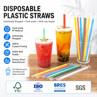 Pajitas de Plástico Desechables Biodegradables Ecológicas Libres de PFAS, Grado Alimenticio PP, Tamaño Personalizado para Fiestas, Venta al Por Mayor de Fábrica