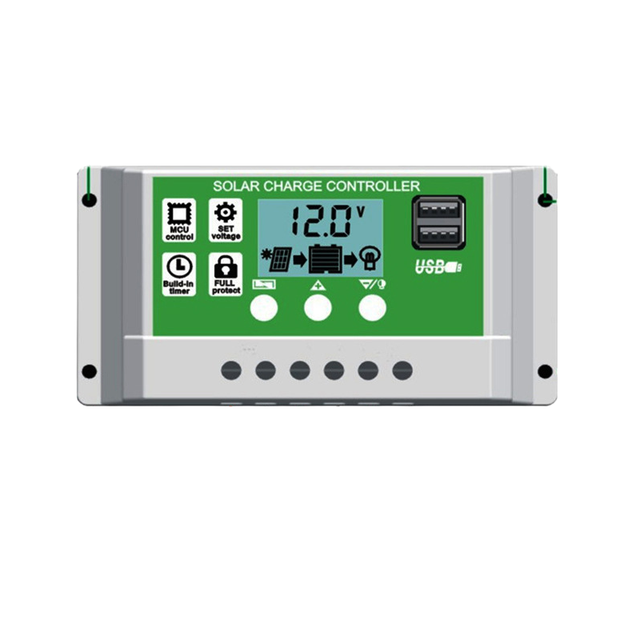 10A/20A/30A 12V/24V PWM Solar Charge Controller Auto Work Dual USB 5V Output Lead Acid Lithium-ion (LiFePO4) Batteries