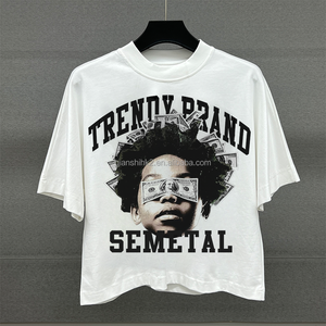 T-shirts en coton 100% surdimensionnés personnalisés, de haute qualité, col rond, décontractés, courts, impression sérigraphique, t-shirts graphiques lourds - Product Image 3