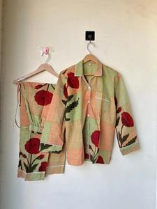 Conjunto de Pijama Unisex de Algodón Orgánico con Estampado Floral, Ropa de Dormir, Vestido Elegante de Estilo Bohemio, Regalo para Mujer - Product Image 2