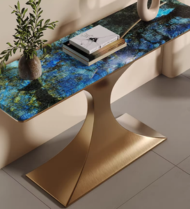 Console <span class=keywords><strong>d</strong></span>'<span class=keywords><strong>entrée</strong></span> moderne en marbre et acier inoxydable, finition or champagne, durable et écologique, meubles de salon - Product Image 4