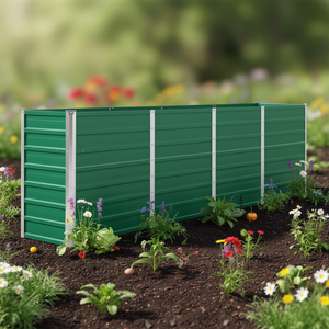 Bac à légumes surélevé en acier galvanisé 126x15.7x30.3 Vert pour la culture de légumes et de fleurs - Product Image 2
