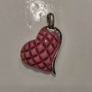 Colgante de Corazón de Rodonita en Plata 925 - Product Image 1