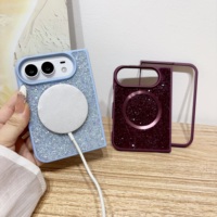 Coque de téléphone rigide avec paillettes et diamants pour iPhone Duo, charge sans fil, strass magnétiques, brillante, féminine, antidérapante