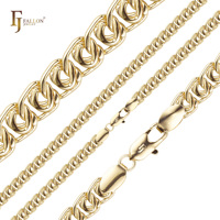 Cadena de Eslabones con Corazones Tejidos de Cable de 7 mm, Joyería de Moda FJ Fallon, Chapada en Oro Rosa sobre una Base de Latón