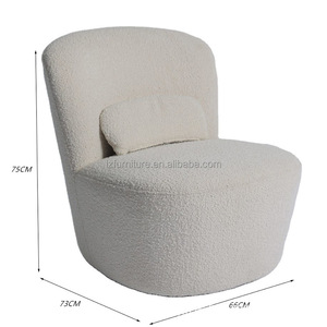 Modern Boucle Accent <b>Chair</b> Armless Cream Teddy Fabric Lounge <b>Chair</b> <b>Round</b> Barrel Back Living Room Bedroom Hotel Lobby Furniture - Product Image 6
