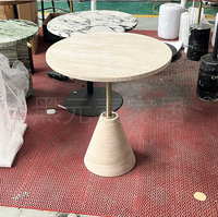 Table basse en travertin naturel, meuble en pierre rétro, table d'appoint ronde, table basse en marbre