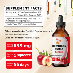 Gouttes liquides de baies d'aubépine personnalisées avec des baies d'aubépine biologiques pour soutenir la santé cardiaque, complément alimentaire sans sucre - Product Image 5