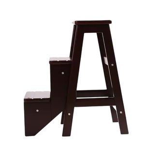 Tabouret de pied en <span class=keywords><strong>bois</strong></span> massif, échelle pliante, banc, chaise de cuisine, chaise d'escalier avec 3 marches - Product Image 3