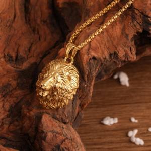 Pendentif le roi <span class=keywords><strong>Lion</strong></span> en acier inoxydable pour hommes, collier à breloque, argent, bijoux gothiques, <span class=keywords><strong>Lion</strong></span>, <span class=keywords><strong>Horoscope</strong></span> - Product Image 3