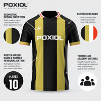 Maillots de football géométriques personnalisés au design audacieux pour les clubs et académies jeunes du Royaume-Uni avec noms et numéros de joueurs