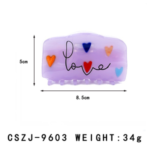 Yiyi ที่หนีบผมสำหรับแกะสลักสไตล์เกาหลีรูปหัวใจสีม่วงน่ารักกิ๊บติดผมอะซิเตทโลโก้ส่วนตัวแบบเรียบง่ายขายส่ง - Product Image 2