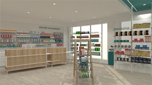 Mostrador de Recepción de Tienda Médica de Estilo Simple y Moderno, Diseño Personalizado de Madera, Mostrador de Farmacia con Base para Piso - Product Image 2