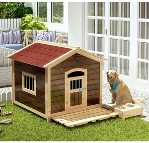 Açık sevimli hayvan pet köpekler kulübesi sandık evleri büyük ahşap köpek kafesi evi - Product Image 3