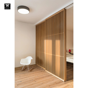 Puertas correderas de madera de listón moderno para casas, nuevo diseño, Partición de madera Interior, armario, cocina, sala de estar, puertas, paneles de listón - Product Image 1