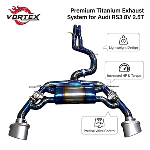 Ensemble de tuyauterie en titane ultraléger Vortex avec soupape pour Audi RS3 8V 2.5T Turbo avec résonateur central et doubles embouts ovales - Product Image 1