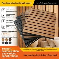 Panneau de plafond en PVC rainuré noir, grille en plastique décorative dorée, panneau mural intégré pour la décoration des murs et des plafonds