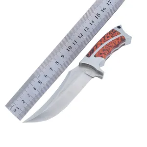 סכין החוצה דלת טקטי פיקניק עץ ידית סכיני להב קבוע הישרדות קמפינג ציד סכין