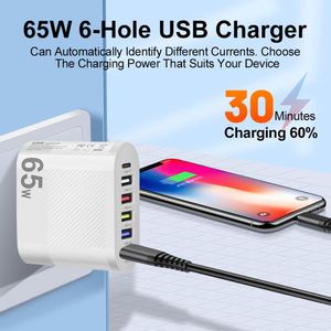 65W 5USB Type-<b>C</b> MultiPort Phone Charger EU/US/UK Travel Charging Head with Worldwide <b>Plug</b> Compatibility - Product Image 5