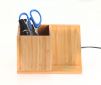 Chargeur rapide sans fil avec organisateur de bureau certifié Qi chargeur à Induction en bois de bambou support de stylo porte-crayon chargeur sans fil