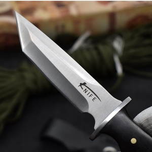 Couteau de chasse industriel portable en acier inoxydable SS225, lame fixe pleine longueur, manche en bois, pour randonnée et bushcraft, avec étui en cuir - Product Image 4