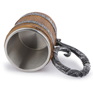 Boccale da Birra Viking in Acciaio Inossidabile a Doppio Strato, Stile Vintage Medievale, a Forma di Barile di <span class=keywords><strong>Legno</strong></span>, Grande Capacità - Product Image 6