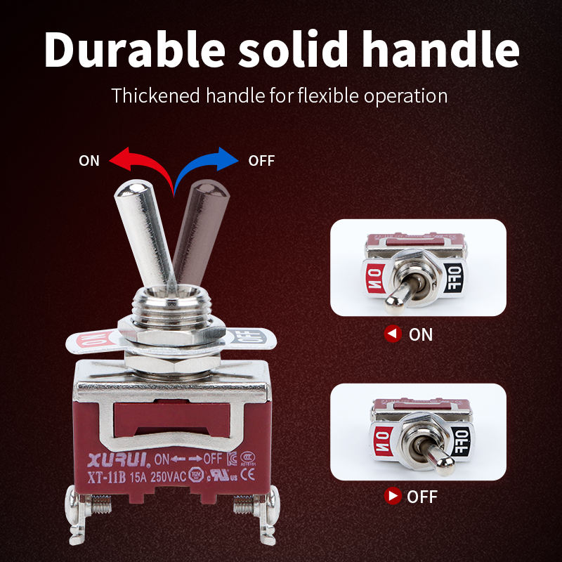 XURUI XT Series Heavy Duty Toggle Switch CE UL TUV KC RoHS 3C Certified SPST SPDT DPDT TPDT 15A 250VAC ON-ON ON-OFF