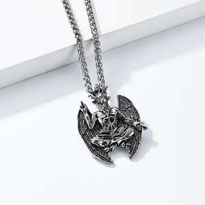 Collar de Moda Retro con Colgante de Bodego Demoníaco, Cadena de Acero Inoxidable, Estilo Baphomet, Joyería Punk Oscura y Moderna para Hombre MGXL642 - Product Image 2