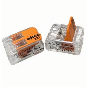 221-412 2-way Electrical Installation Quick Wire Connector Wagos One In One Out 412-221 <strong>Terminal</strong> With Operating Rod Original