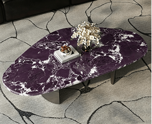 Table basse sculpturale en <span class=keywords><strong>quartz</strong></span> violet, artisanale, personnalisée, en pierre artificielle cannelée, style antique, moderne, de luxe, écologique pour hôtel - Product Image 2