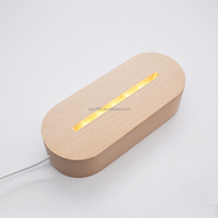 Base de lampe de nuit en bois avec prise USB 5V, lumière blanche chaude, base de lampe LED blanche pour lampe de nuit en acrylique LED