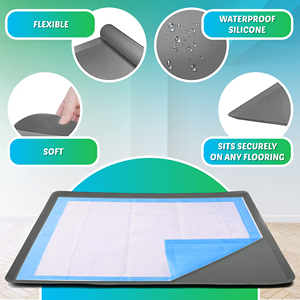 Support pour tapis de propreté pour chiens, en silicone, avec rebord surélevé anti-déversement et antidérapant, pour l'apprentissage de la propreté des chiots - Product Image 3