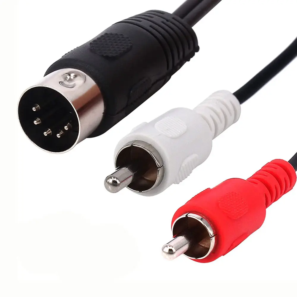 ปลั๊กอะแดปเตอร์เสียงตัวผู้5-Pin,สายอะแดปเตอร์เสียงตัวผู้2-RCA สำหรับ Electrophonic Bang & Olufsen, Naim, Quad ระบบสเตอริโอ