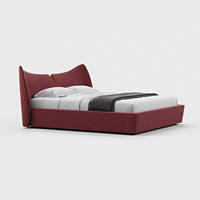 Neues italienisch-französisches minimalistisches Meerjungfrauenflossen-Doppelbett für das Hauptschlafzimmer, luxuriöses, samtbezogenes Polsterbett