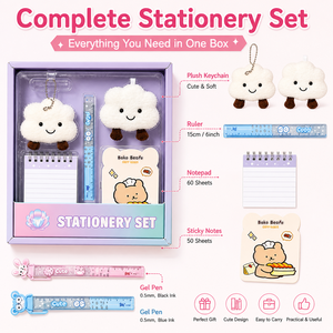 Ensemble de papeterie pour enfants de dessin animé de quatre pièces de vente <span class=keywords><strong>chaude</strong></span> petit cadeau pour les étudiants commençant l'école comprend des porte-clés en peluche - Product Image 2