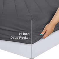 Protège-matelas matelassé King Size imperméable, anti-poussière et silencieux, 16 pouces de profondeur, gris