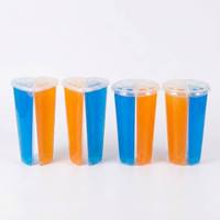 Transparante 2-delige plastic split cup, wegwerpbaar, voor twee personen, geschikt voor sap, koude dranken, matcha, bubble tea, melkthee, hartvormig