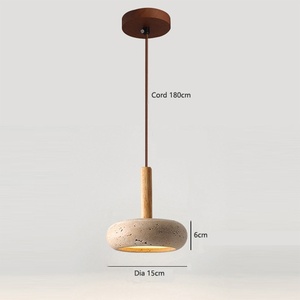 Stile giapponese travertino <span class=keywords><strong>giallo</strong></span> cavità pietra Wabi-Sabi Retro luce a sospensione centrale per la sala da pranzo comodino <span class=keywords><strong>lampadario</strong></span> decorativo - Product Image 6