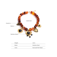 Collier de perles en résine ambre géométrique exquise XY 2984, bijoux en acier inoxydable plaqué or, pendentif en acrylique fleur