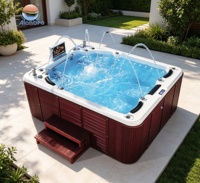 Baignoire SPA carrée en acrylique de luxe équipée d'un système de contrôle Balboa, bain à remous extérieur massant