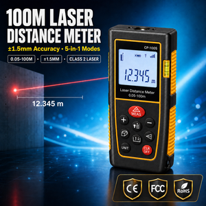 Télémètre électronique laser avec conversion d'unités, mémoire de mesure, arrêt automatique, <span class=keywords><strong>niveau</strong></span> à bulle et écran LCD 100m - Product Image 1