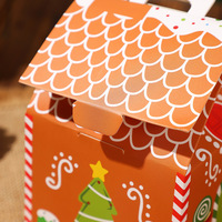 Boîte cadeau personnalisée en papier kraft écologique et recyclable, forme maison de pain d'épices, avec poignée, design pliable, impression quadricolore, offre spéciale