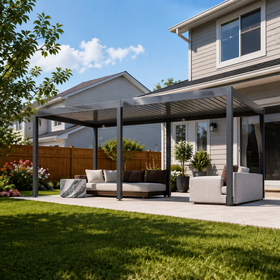 Moveable Pool Shade Aluminum Bioclimatic Pergola Motorized Louvered Roof Electric Outdoor ...