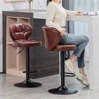 Chaise de bar en métal, comptoir nordique pivotant, ensemble de meubles modernes pour la maison, tabourets de cuisine en bois hauts, velours, cuir, or, luxe