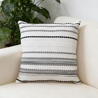 Housse de coussin lombaire carrée en chenille jacquard rayée, style bohème moderne minimaliste, tricotée, pour la maison, le salon et la chambre