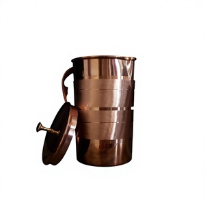 Pichet à eau en cuivre avec couvercle 500-1000ml, carafe métallique écologique, design vintage fait main, durable pour les mariages, les fêtes, le vin et la bière - Product Image 6